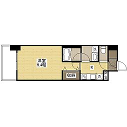 ロータス二葉の里 4階1Kの間取り