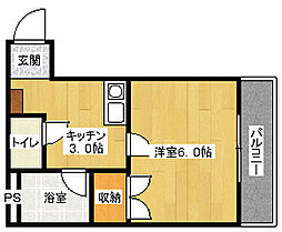 シティークロダ 1Kの間取図画像