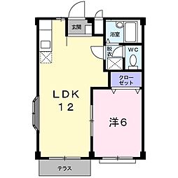 エルディム天王 1LDKの間取図画像