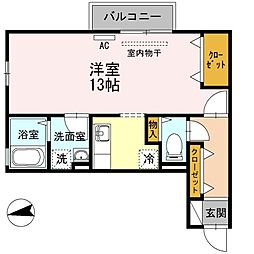 リビングタウン宮の町A ワンルームの間取図画像