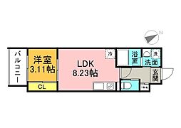 YELLSTAGE長束　WEST 202 2階1LDKの間取り