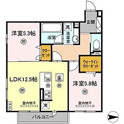 サンドルフ高須 2LDKの間取図画像