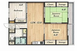 エソール西本 3LDKの間取図画像