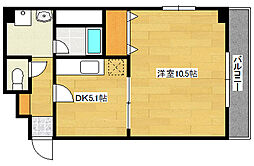 アンフィニ河原町 1DKの間取図画像