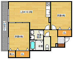 花音B 2LDKの間取図画像
