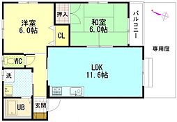 カーサピアネータ 2LDKの間取図画像