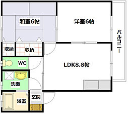 リバティ 2LDKの間取図画像