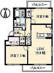 メイプルヒルズ 2LDKの間取図画像