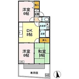 サントーク東野 3DKの間取図画像