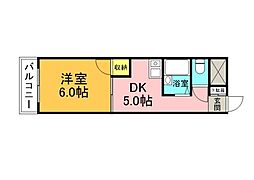 ハイツAI江波 1DKの間取図画像