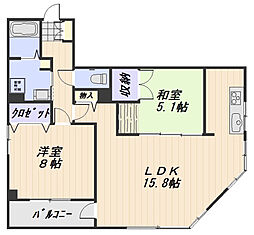ドミール住吉 2LDKの間取図画像