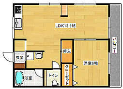 尾尻アパート 1LDKの間取図画像