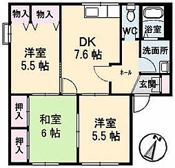 ディアス田中B 3DKの間取図画像
