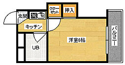 パルコープ矢賀 1Kの間取図画像