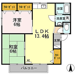 ゼフィランテスC棟 2LDKの間取図画像