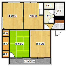 洋光台ハイツ谷中E 3DKの間取図画像