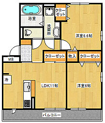 ジンミー 2LDKの間取図画像