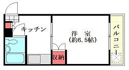 サムソン都町 1Kの間取図画像