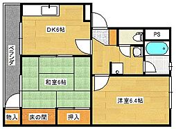 椿コーポ 2DKの間取図画像