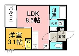 レガリスト宇品神田1 1LDKの間取図画像