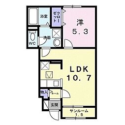 シャトーKINKI A 1LDKの間取図画像