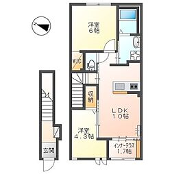 プリオールクレシア 2LDKの間取図画像
