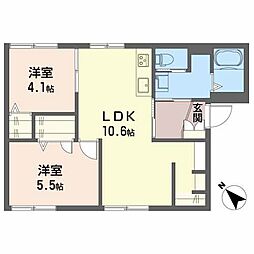 コーポ木谷 2LDKの間取図画像