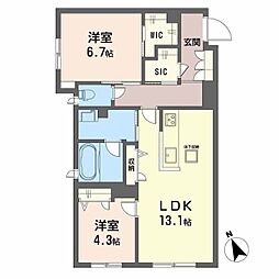 セントラル山田 2LDKの間取図画像