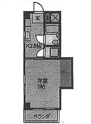 フタバビル 1Kの間取図画像