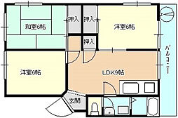コーポ沖田 3DKの間取図画像