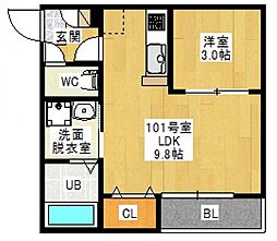 グランティックアリエッタ2 1LDKの間取図画像