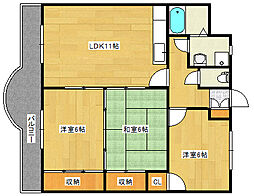 ロイヤルシティ2 3LDKの間取図画像