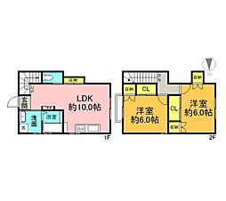栗田アパート 2LDKの間取図画像