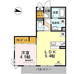 Rioくるま1 1LDKの間取図画像