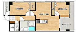 宇品ハイツ 2LDKの間取図画像