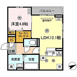 campanella船越 1LDKの間取図画像