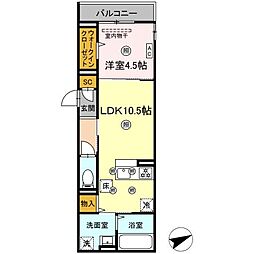 campanella船越 1LDKの間取図画像