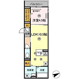 campanella船越 1LDKの間取図画像