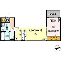 campanella船越 1LDKの間取図画像