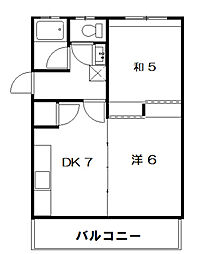 ウェルヒル舟入南 2DKの間取図画像