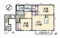 キュプリーノス 2LDKの間取図画像