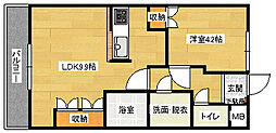 シェルル長束西 1LDKの間取図画像