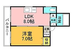 サンケイハイム 1LDKの間取図画像