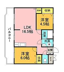 SYコートマンション 2LDKの間取図画像