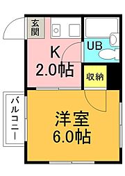 Brillo竹屋 1Kの間取図画像