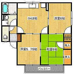 セジュール加美D 3DKの間取図画像