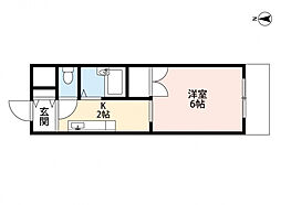 コーポヤマガタ 1Kの間取図画像