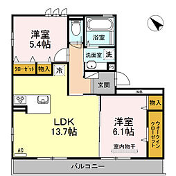 BelleA 2LDKの間取図画像