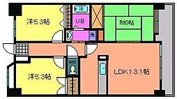 マンションリバーハンズ 3LDKの間取図画像