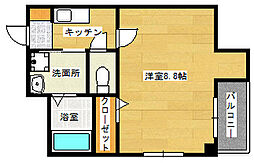キャッスル大手町 1Kの間取図画像